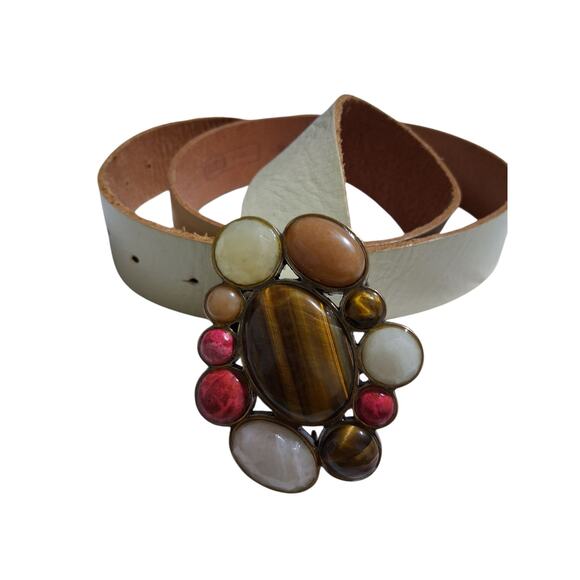 Y2K Fossil Stone Leather Women's size Medium 27" Grungecore Academia Prep Belt - Picture 4 of 7